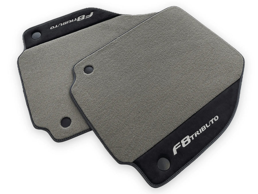 Gray Floor Mats For Ferrari F8 Tributo 2019-2022 With Alcantara Leather - AutoWin