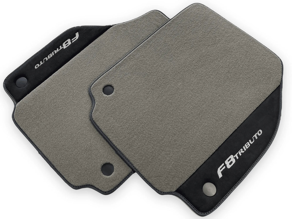 Gray Floor Mats For Ferrari F8 Tributo 2019-2022 With Alcantara Leather - AutoWin