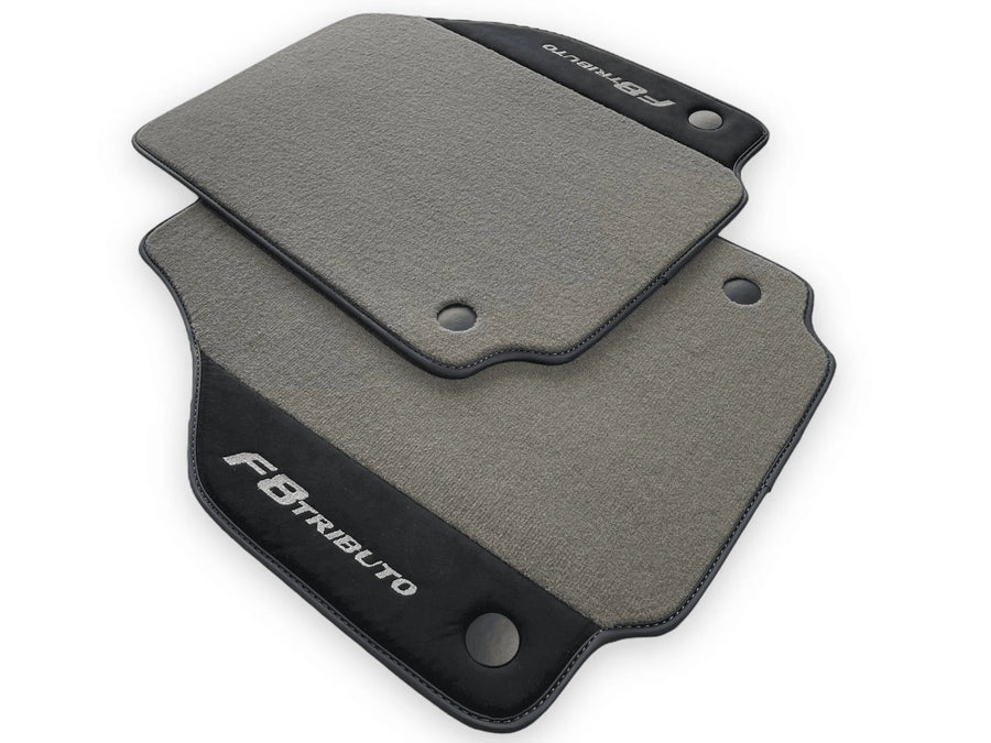 Gray Floor Mats For Ferrari F8 Tributo 2019-2022 With Alcantara Leather - AutoWin