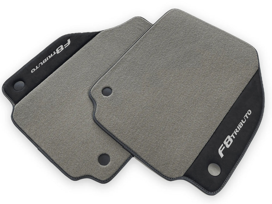 Gray Floor Mats For Ferrari F8 Tributo 2019-2022 With Alcantara Leather - AutoWin