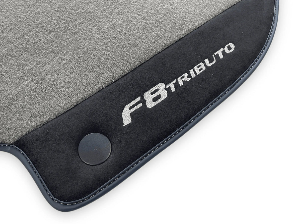 Gray Floor Mats For Ferrari F8 Tributo 2019-2022 With Alcantara Leather - AutoWin