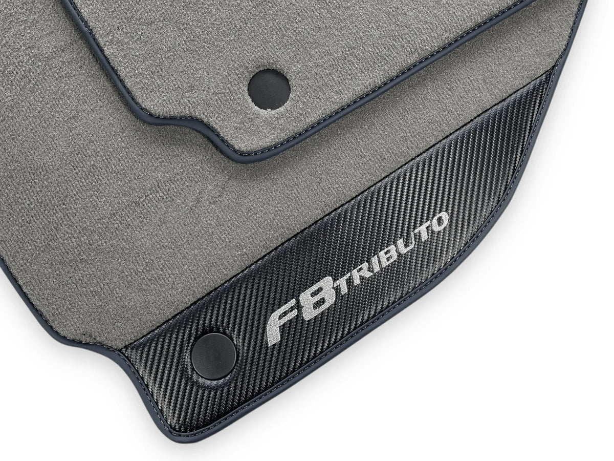 Gray Floor Mats For Ferrari F8 Tributo 2019-2022 With Carbon Leather - AutoWin