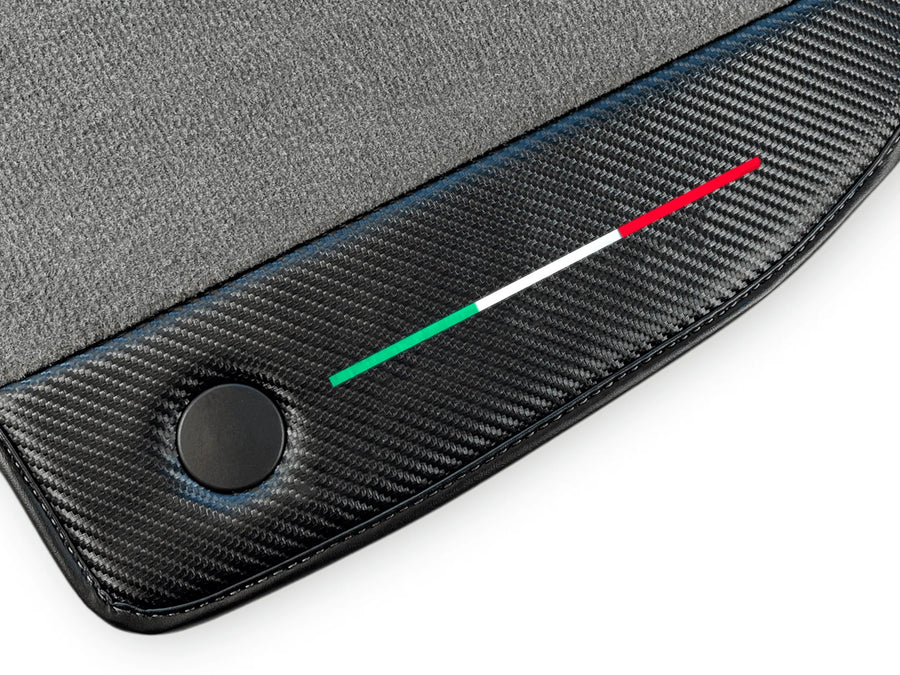 Gray Floor Mats For Ferrari F8 Tributo 2019-2022 With Carbon Leather - AutoWin