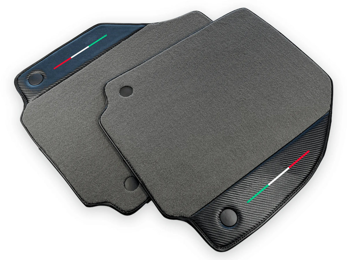 Gray Floor Mats For Ferrari F8 Tributo 2019-2022 With Carbon Leather - AutoWin