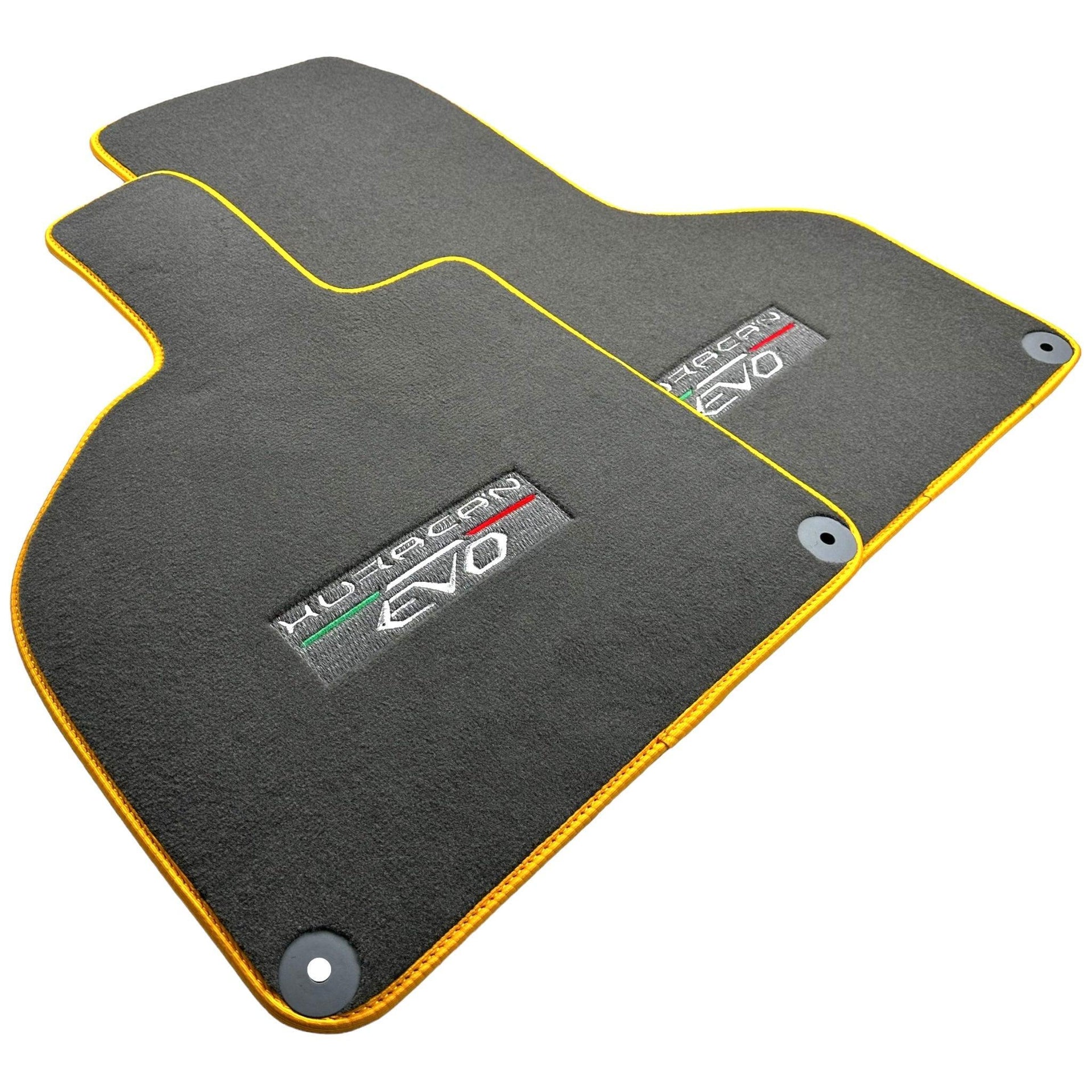 Gray Floor Mats for Lamborghini Huracan EVO (2014-2023) with Yellow Trim - AutoWin