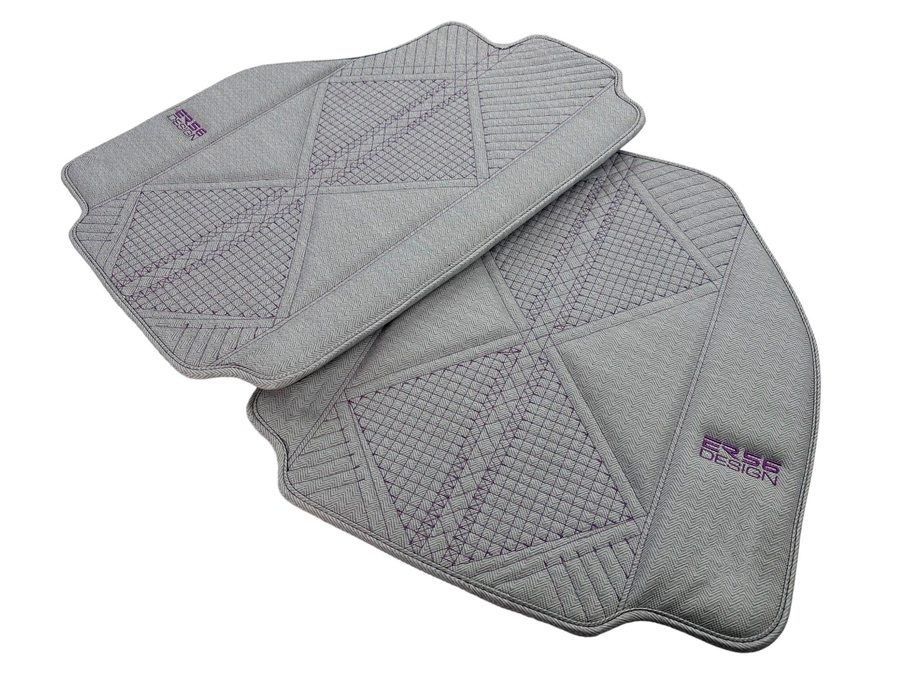 Gray Leather Floor Mats For Ferrari 488 Pista Spider (2019-2021) ER56 Design