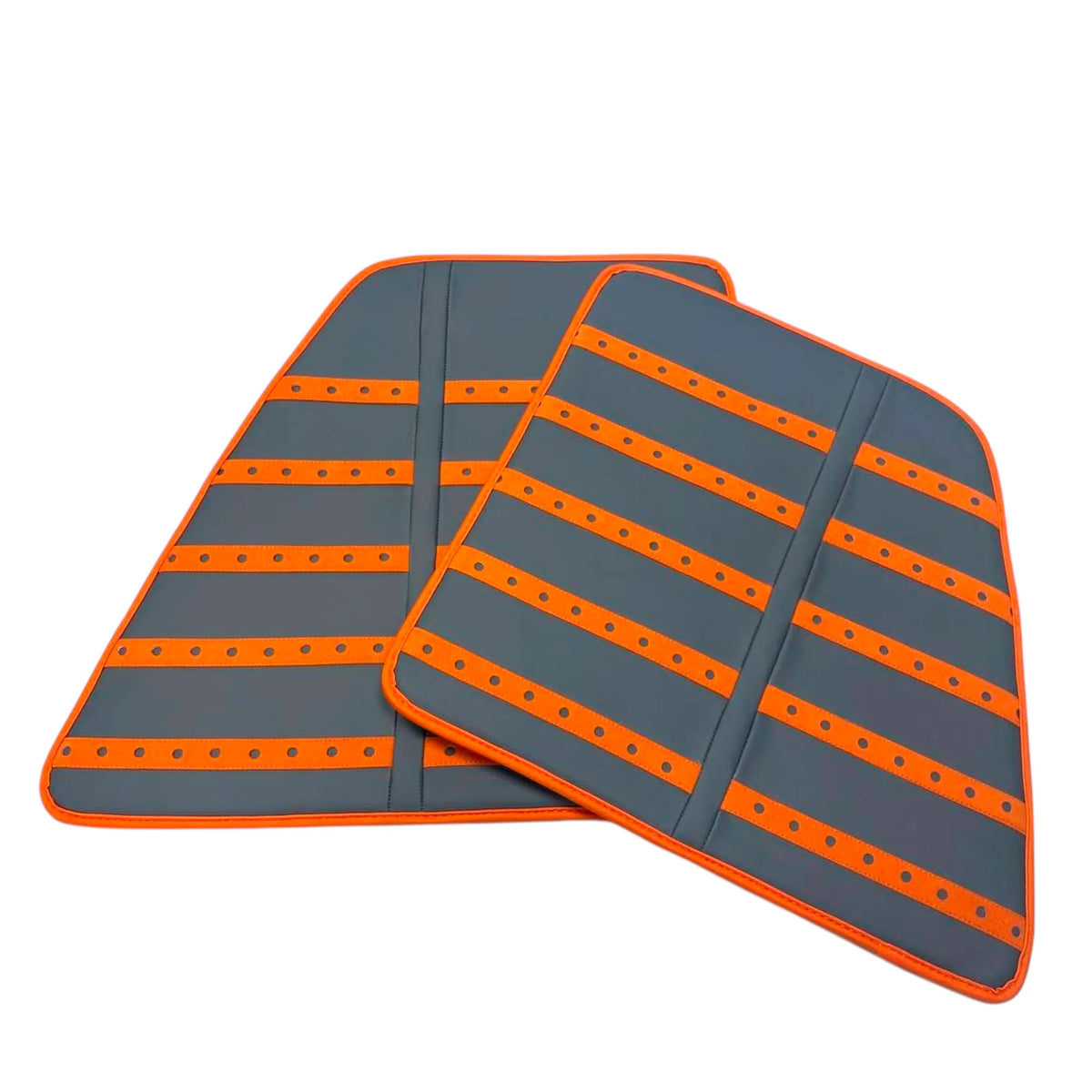 Gray Leather Floor Mats with Orange Daytona Design for Ferrari SF90 Stradale (2019-2024)