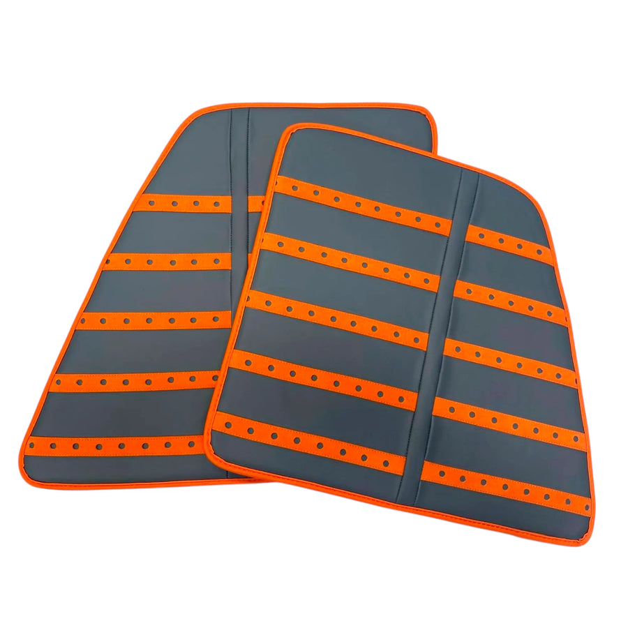 Gray Leather Floor Mats with Orange Daytona Design for Ferrari SF90 Stradale (2019-2024)