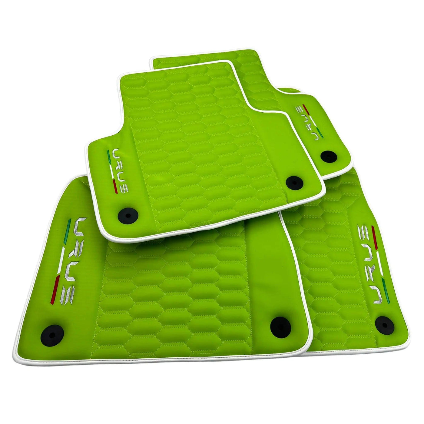 Green Leather Floor Mats for Lamborghini Urus (2018-2024) ER56 Design - AutoWin