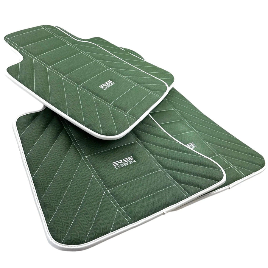 Green Leather Floor Mats For Rolls-Royce Cullinan Rr31 2018-2023 ER56 Design - AutoWin