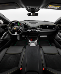 Schwarze Fußmatten für Ferrari Purosangue mit grünem Rand | Italienische Ausgabe