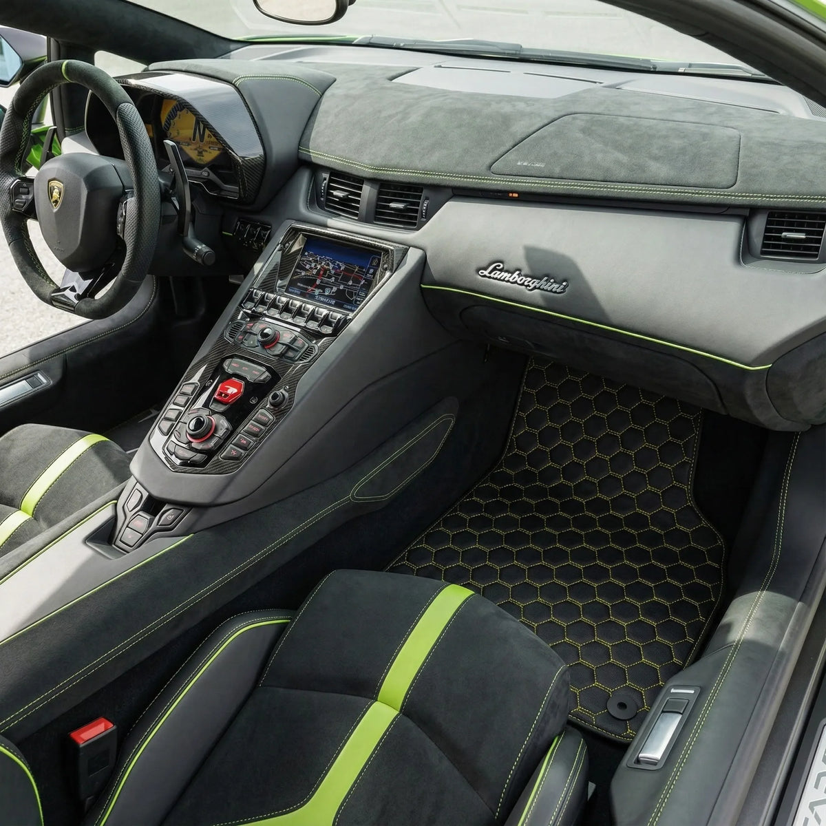 Interior look of floor mats for Lamborghini Aventador (2012-2022)