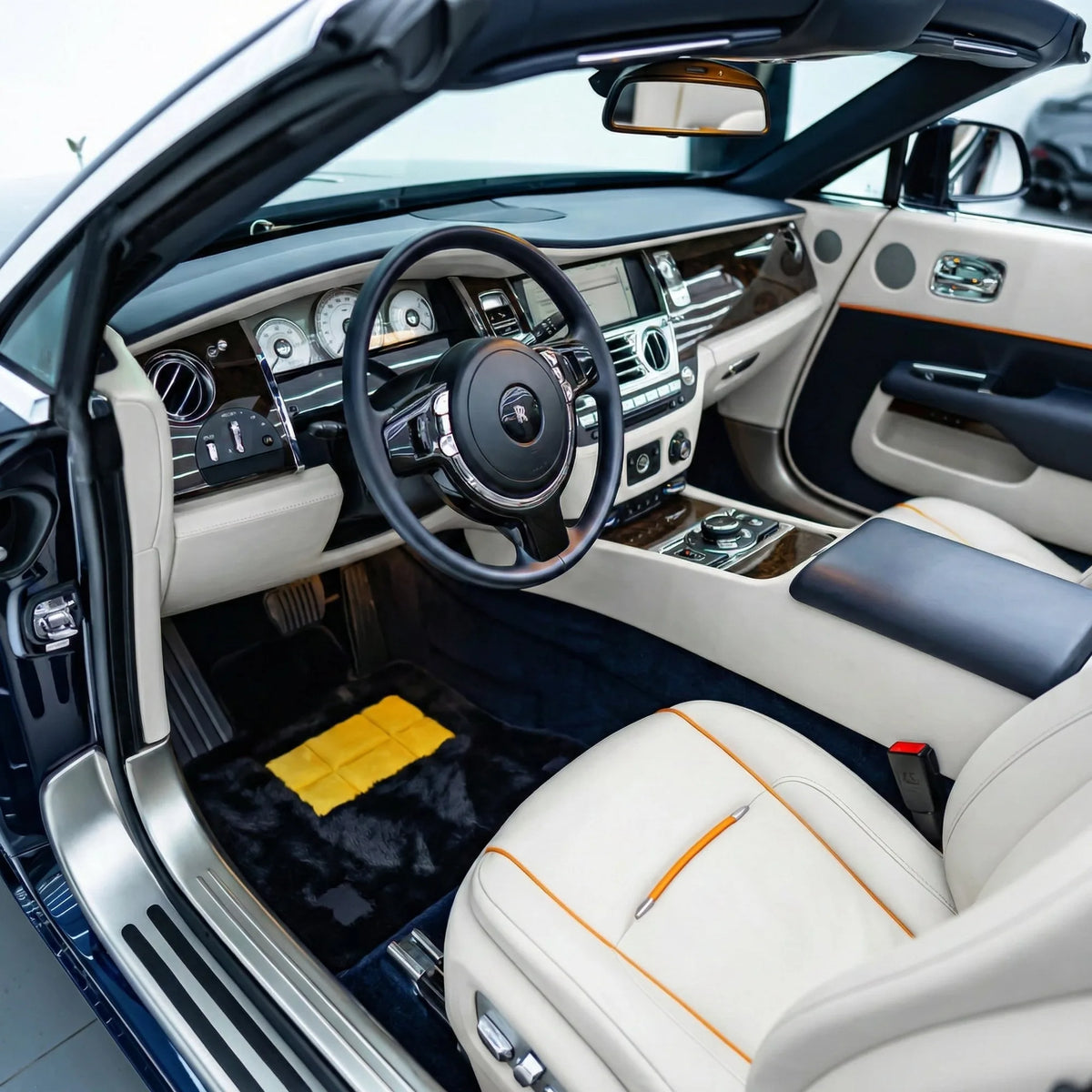 Interior look of floor mats for Rolls Royce Dawn (2016-2023) Various Leather Colors