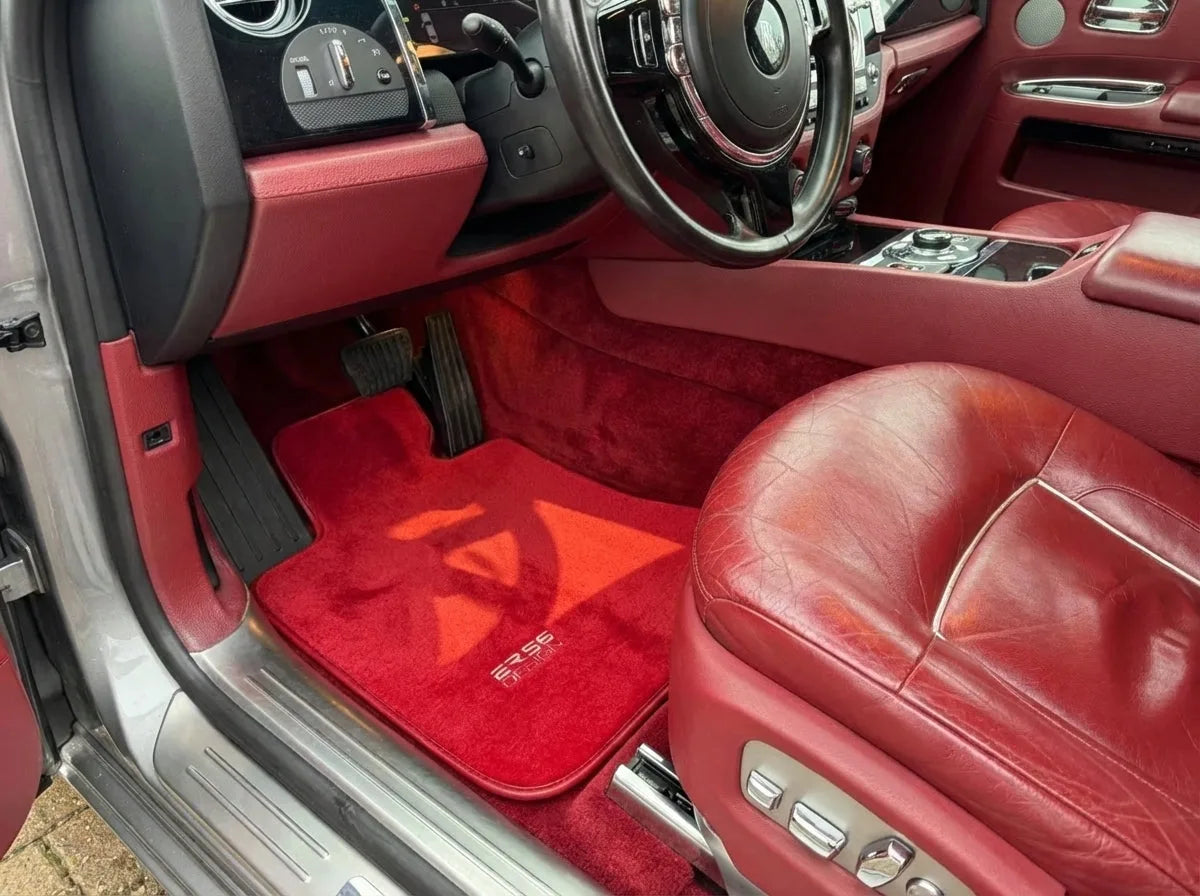 Interior look of floor mats for Rolls Royce Ghost Series II (2021-2024) Red ER56 Design