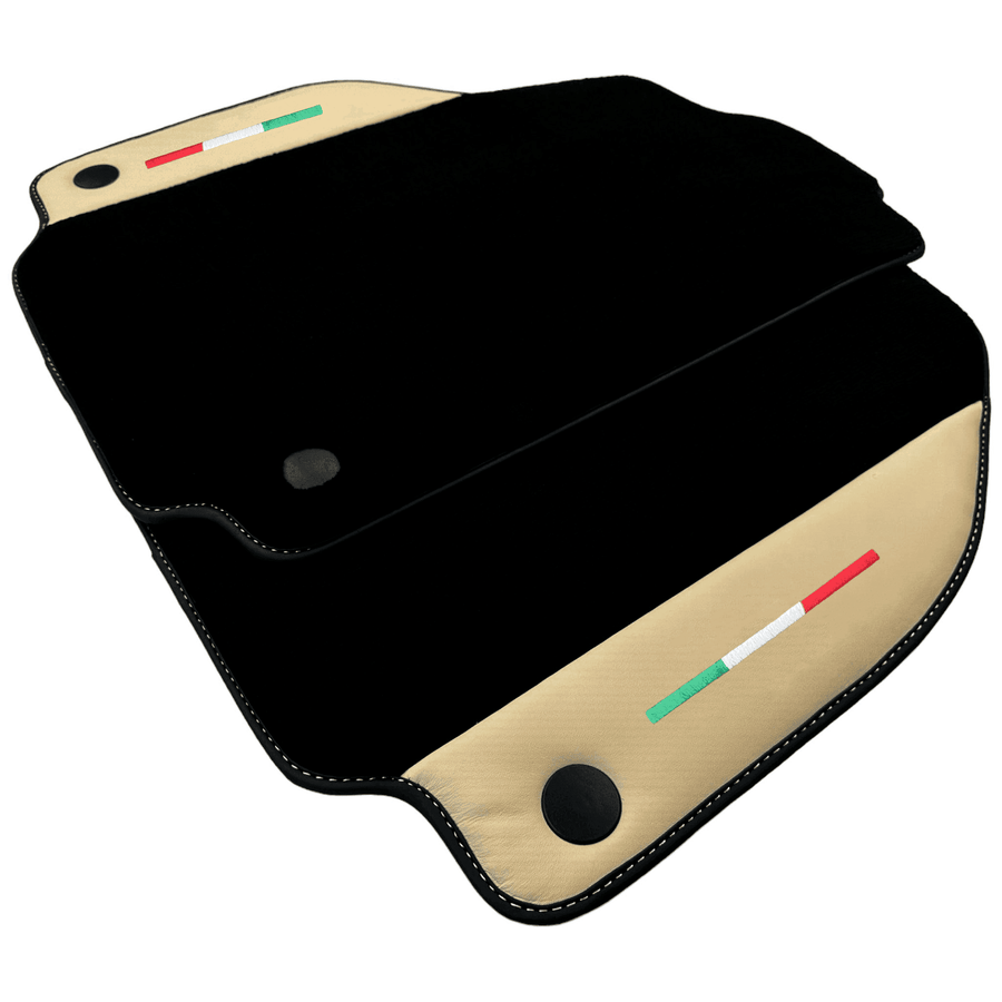 Black Floor Mats for Ferrari 458 Spider (2012-2015) with Crema Nappa Leather | Italian Edition - AutoWin