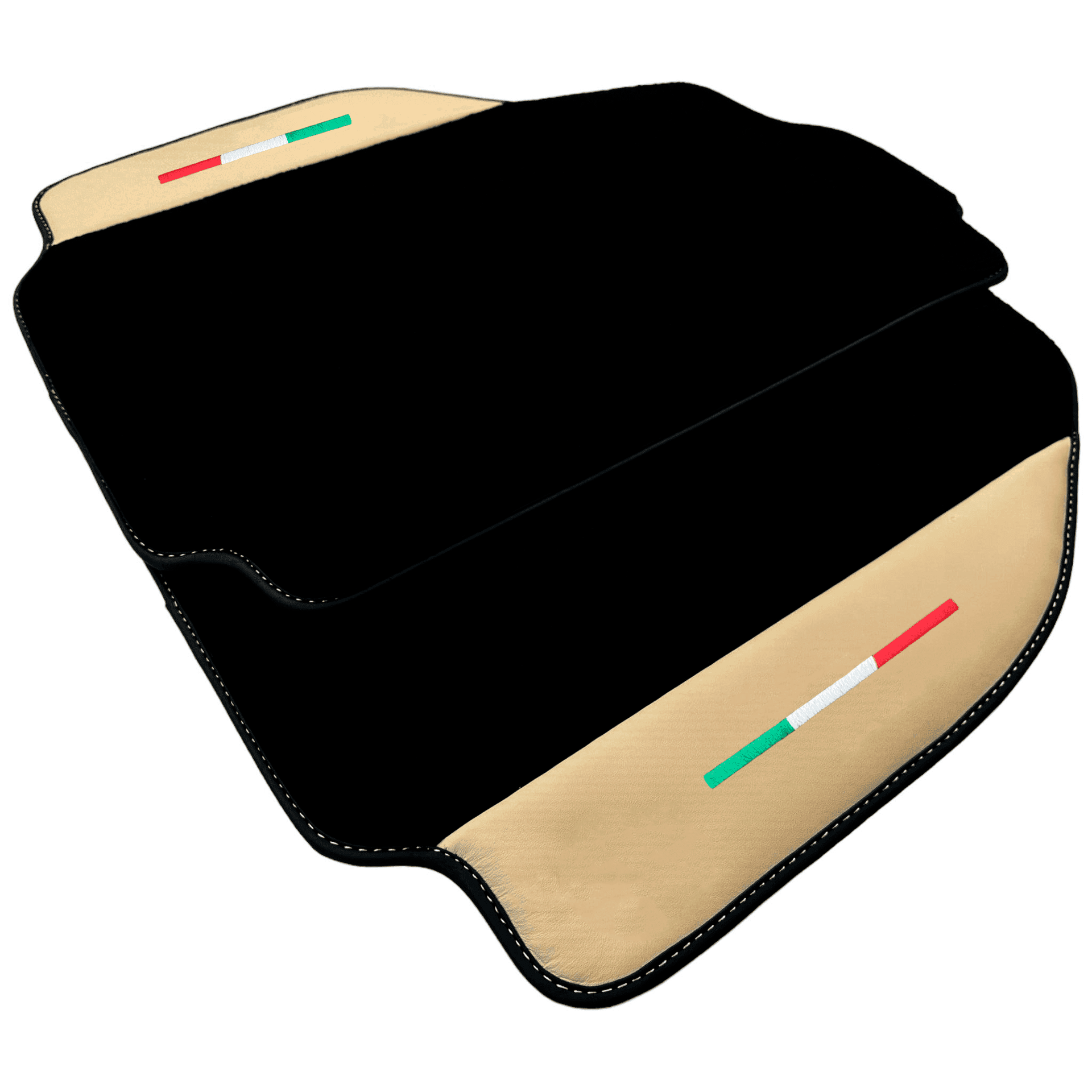 Black Floor Mats for Ferrari 458 Speciale (2012-2015) with Crema Nappa Leather | Italian Edition