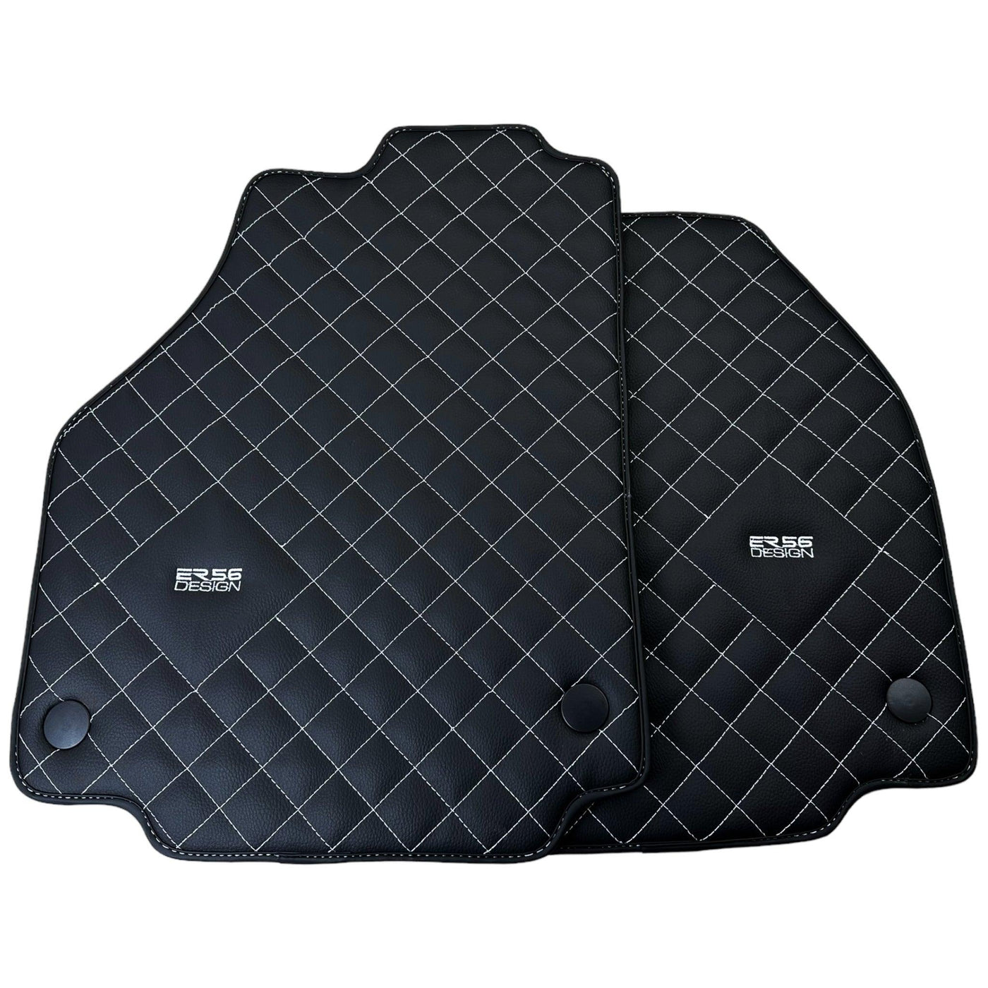 Leather Floor Mats for Ferrari 458 GT2 with White Sewing ER56 Design - AutoWin
