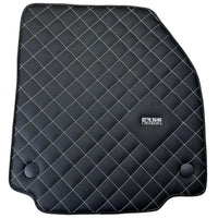 Leather Floor Mats for Ferrari 458 GT2 with White Sewing ER56 Design - AutoWin