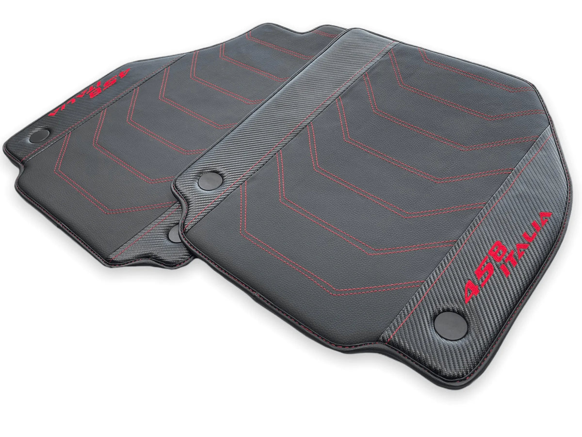 Leather Floor Mats For Ferrari 458 Italia 2009-2015 With Carbon Fiber - AutoWin
