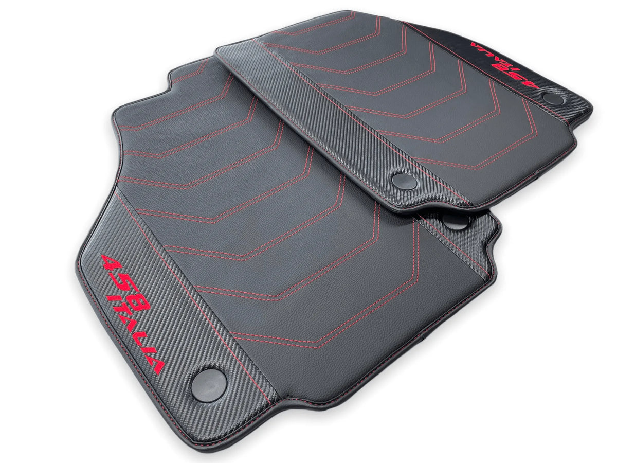 Leather Floor Mats For Ferrari 458 Italia 2009-2015 With Carbon Fiber - AutoWin