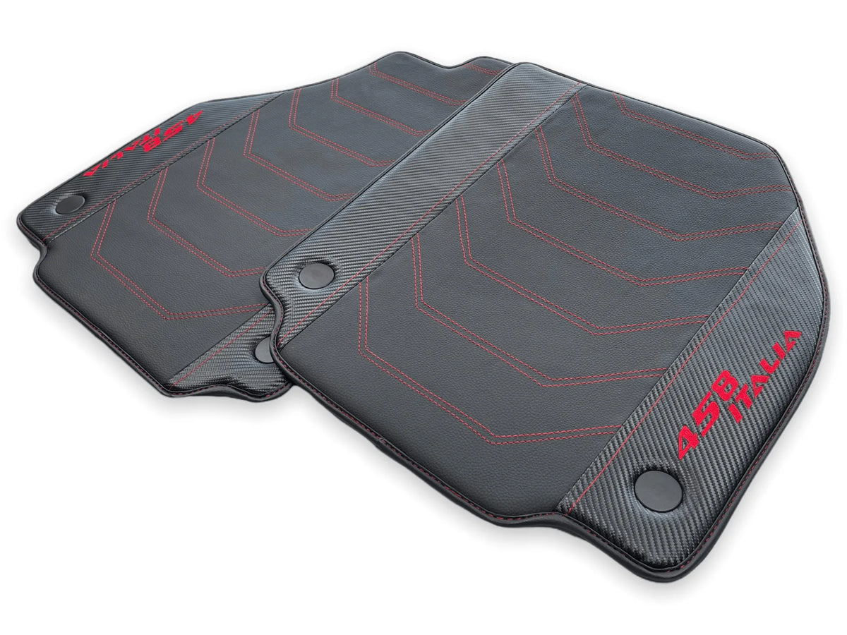Leather Floor Mats For Ferrari 458 Italia 2009-2015 With Carbon Fiber - AutoWin