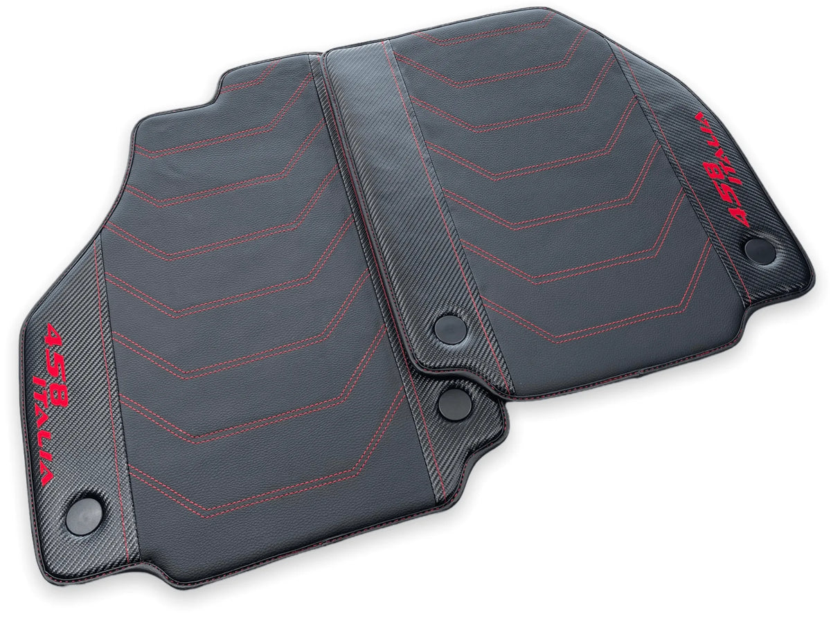 Leather Floor Mats For Ferrari 458 Italia 2009-2015 With Carbon Fiber - AutoWin