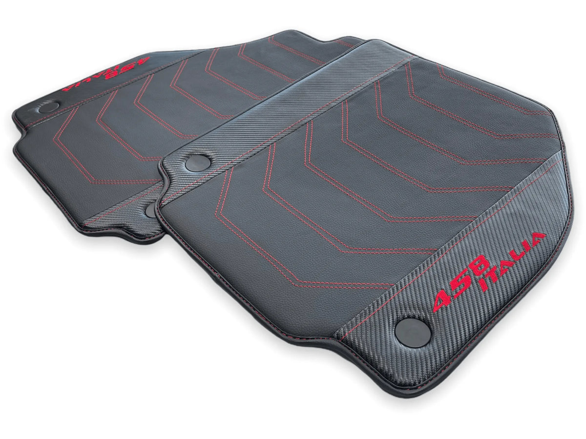 Leather Floor Mats For Ferrari 458 Italia 2009-2015 With Carbon Fiber - AutoWin