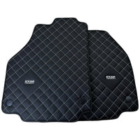 Leather Floor Mats for Ferrari 458 Italia (2009-2015) with White Sewing ER56 Design - AutoWin