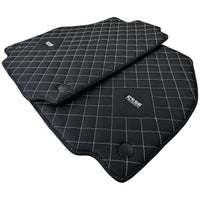 Leather Floor Mats for Ferrari 458 Italia (2009-2015) with White Sewing ER56 Design - AutoWin