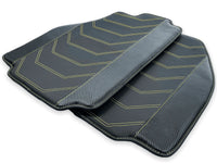 Leather Floor Mats For Ferrari 458 Speciale 2012-2015 Black With Yellow Sewing
