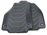 Leder-Autofußmatten für Ferrari 458 Spider 2012-2015 schwarz mit gelben Nähten
