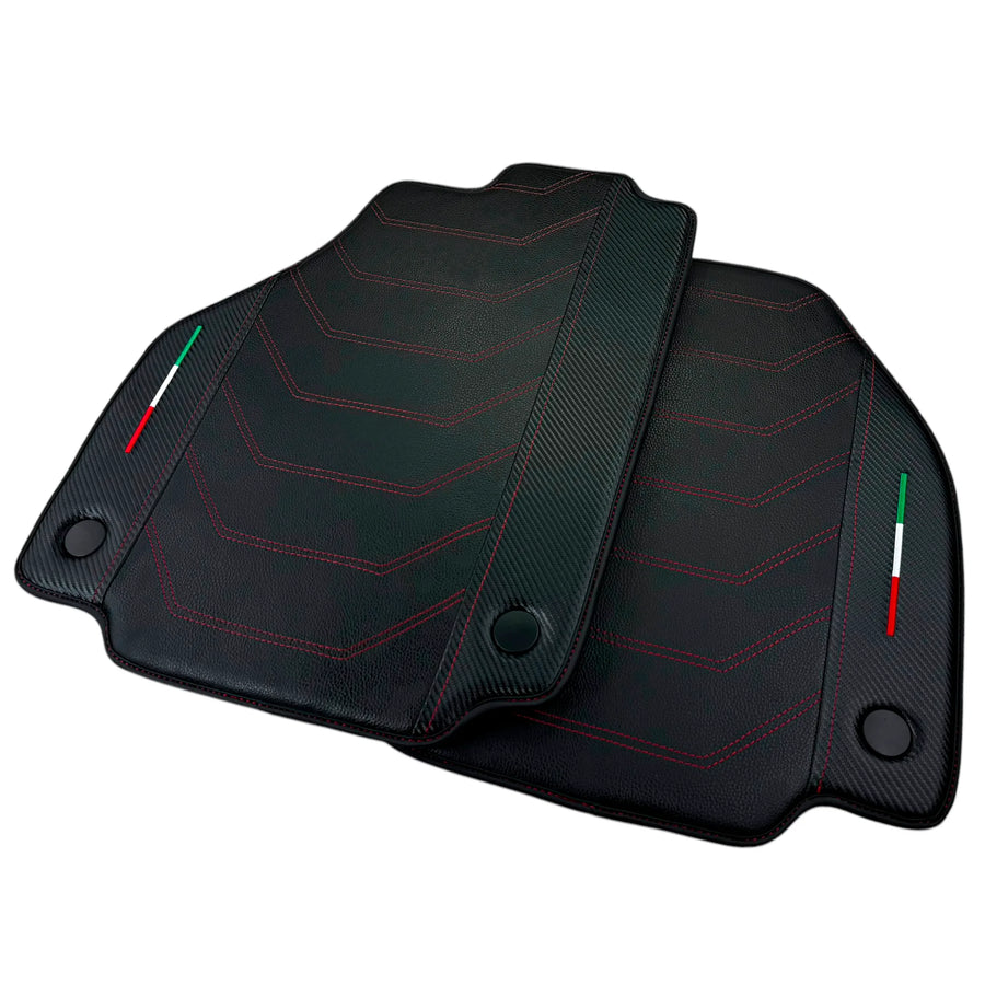 Leather Floor Mats For Ferrari 458 Spider 2012-2015 With Carbon Fiber | Italian Edition