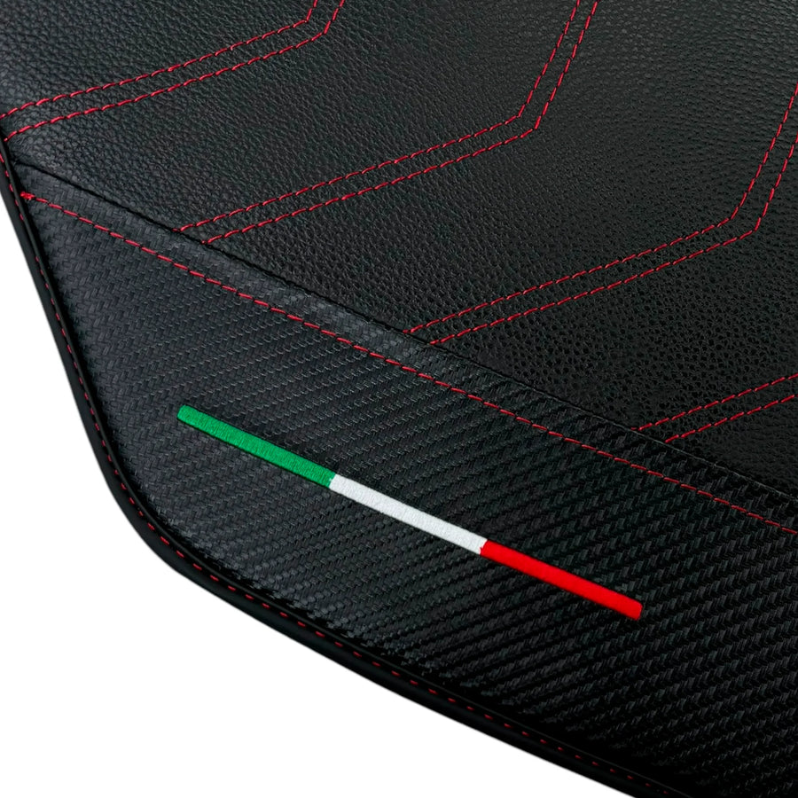 Leather Floor Mats For Ferrari 458 Spider 2012-2015 With Carbon Fiber | Italian Edition