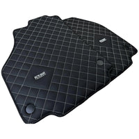 Leather Floor Mats for Ferrari 458 Spider (2012-2015) with White Sewing ER56 Design - AutoWin