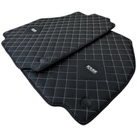 Leather Floor Mats for Ferrari 458 Spider (2012-2015) with White Sewing ER56 Design - AutoWin