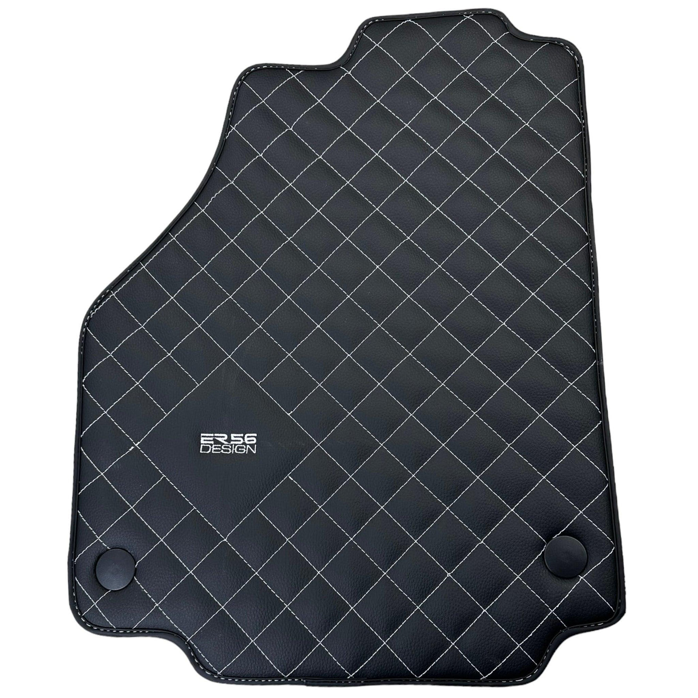 Leather Floor Mats for Ferrari 458 Spider (2012-2015) with White Sewing ER56 Design - AutoWin