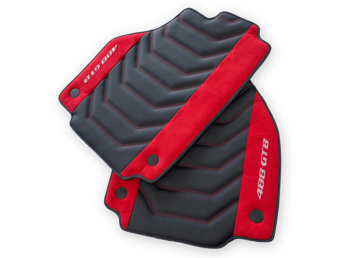 Leather Floor Mats For Ferrari 488 GTB 2015-2022 - AutoWin
