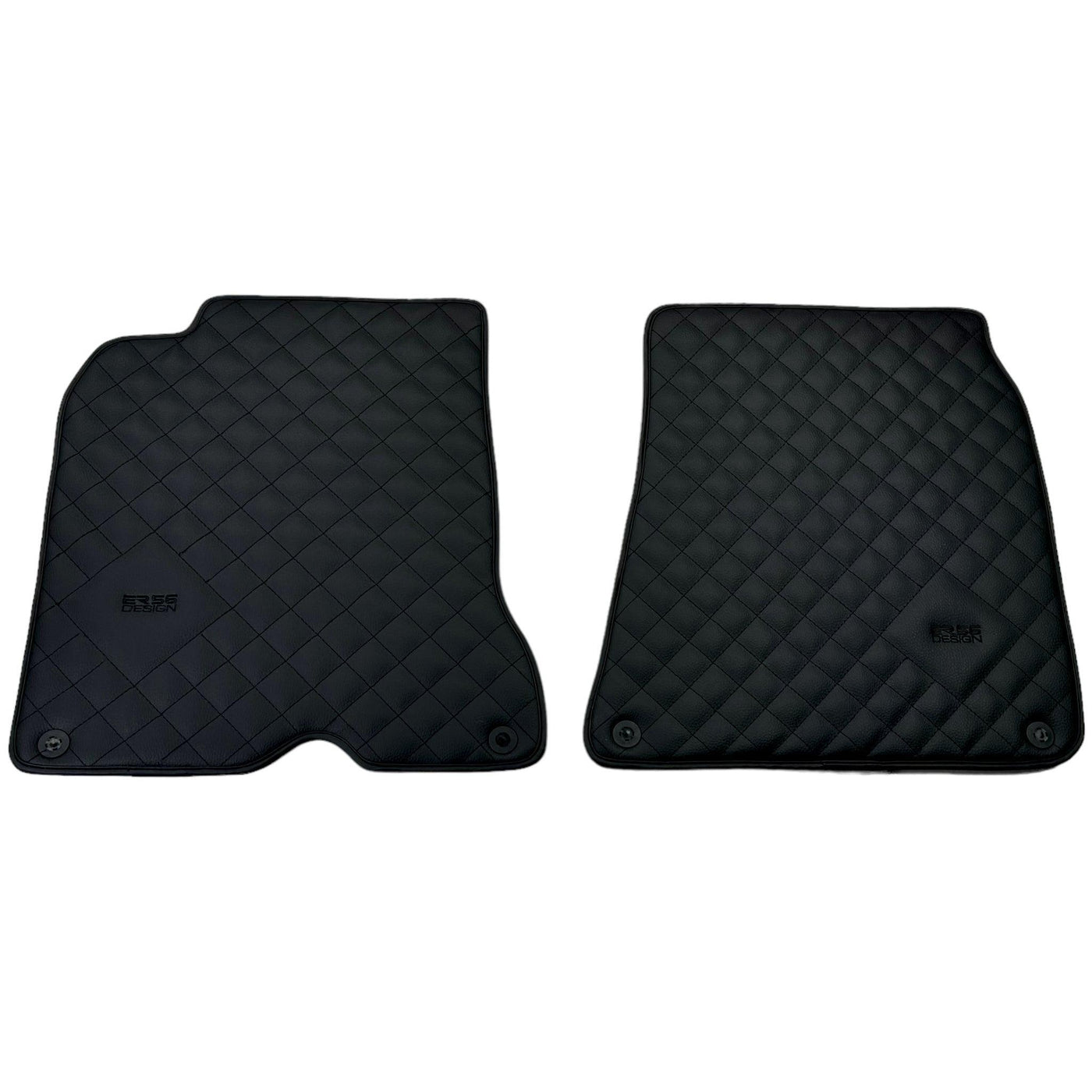 Leather Floor Mats for Ferrari California T (2015-2018) Black Sewing ER56 Design - AutoWin