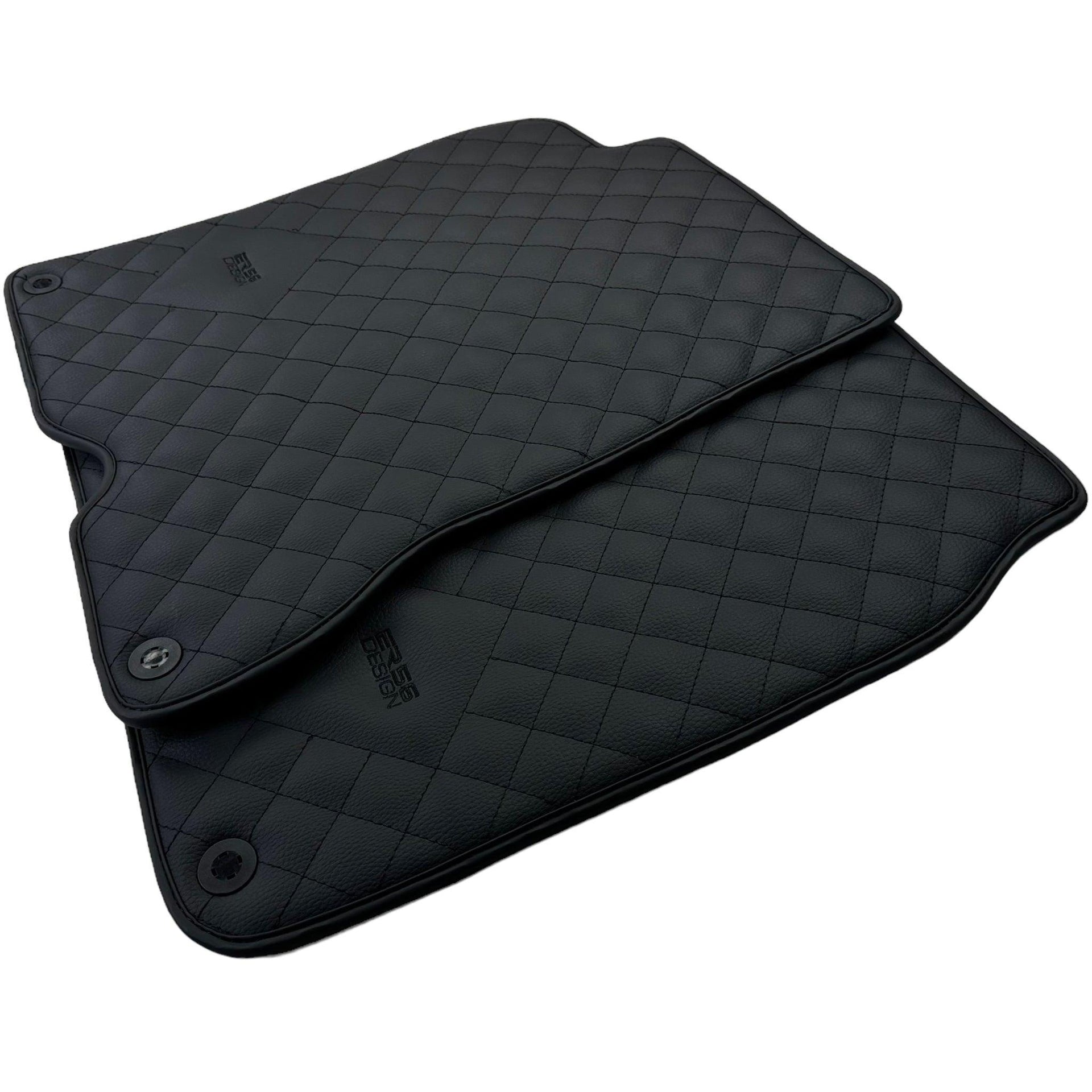 Leather Floor Mats for Ferrari California T (2015-2018) Black Sewing ER56 Design - AutoWin