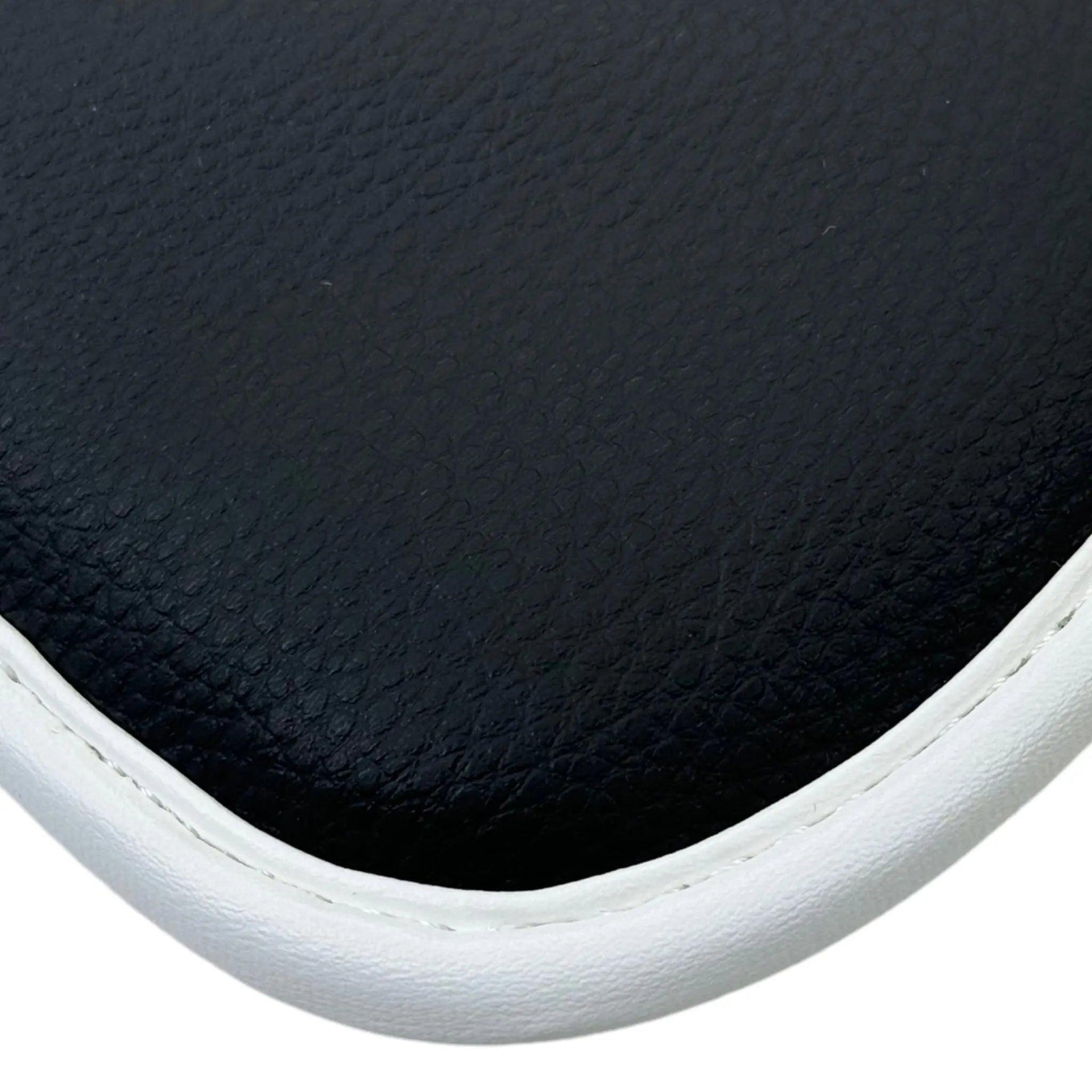 Leather Floor Mats for Ford Mustang GT350 Shelby (2015-2021) with Cobra Sewing | White Trim - AutoWin
