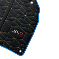Leather Floor Mats for Lamborghini Aventador SVJ Limited Edition with Blue Trim - AutoWin