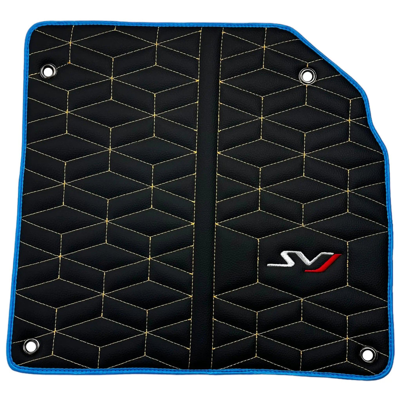 Leather Floor Mats for Lamborghini Aventador SVJ Limited Edition with Blue Trim - AutoWin