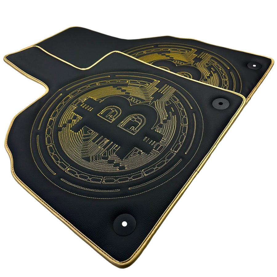 Leather Floor Mats for Lamborghini Aventador with Bitcoin Sewing - AutoWin