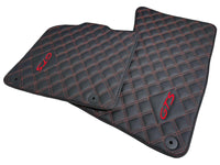 Leather Floor Mats for Porsche Cayenne GTS (2010-2018) Red Sewing - AutoWin