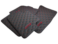 Leather Floor Mats for Porsche Cayenne GTS (2010-2018) Red Sewing - AutoWin