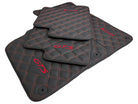 Leather Floor Mats for Porsche Cayenne GTS (2010-2018) Red Sewing - AutoWin