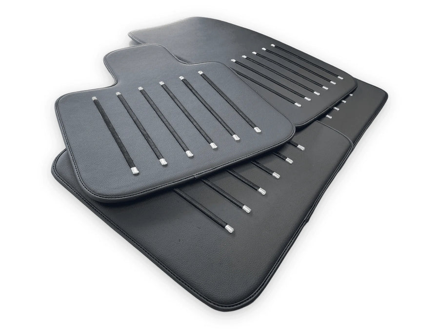 Leather Floor Mats For Rolls Royce Black Badge Ghost Series II (2021-2024) Black - AutoWin