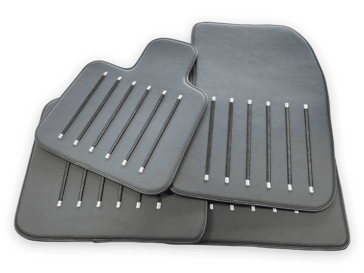 Leather Floor Mats For Rolls Royce Black Badge Phantom VIII (2017-2024) Black - AutoWin