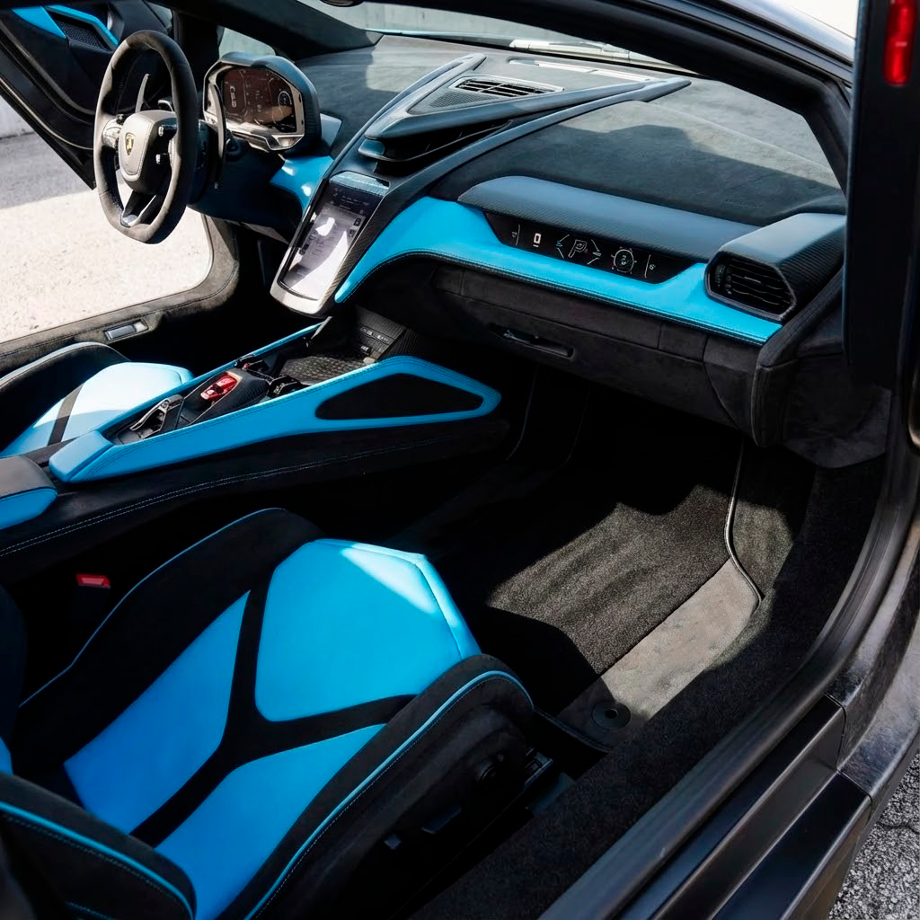 Interior look of floor mats for Lamborghini Aventador S