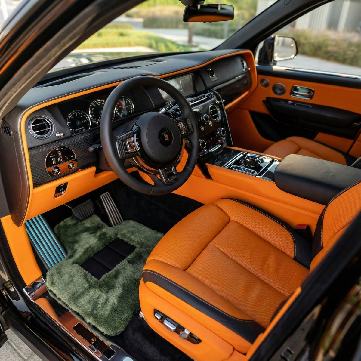 Light Green Sheepskin Floor Mats for Rolls-Royce Cullinan (2018-2025)